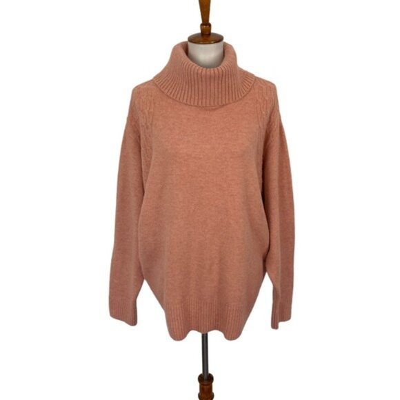 Topshop Chunky Knit Turtleneck Sweater Long Sleeve Oversized Cozy Pink US 10 - Picture 1 of 8